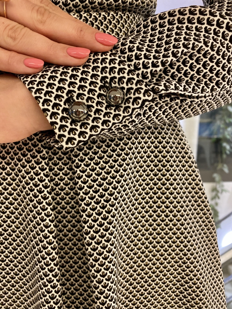 Żakardowa szmizjerka w czarno-białą pepitkę Celine Swing 