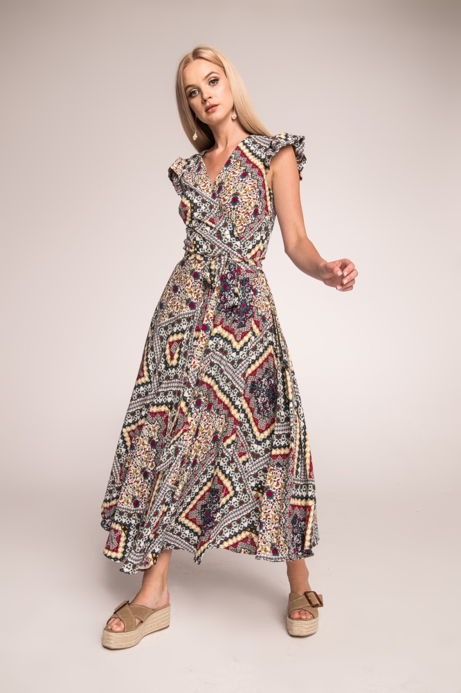  Przekładana sukienka boho w astecki wzór GYPSY Swing