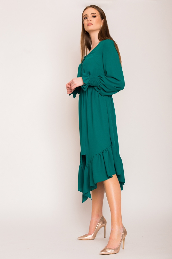 Zielona sukienka z asymetrycznym dołem Violla by Swing