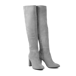 Long over knee boots grey sude leather 
