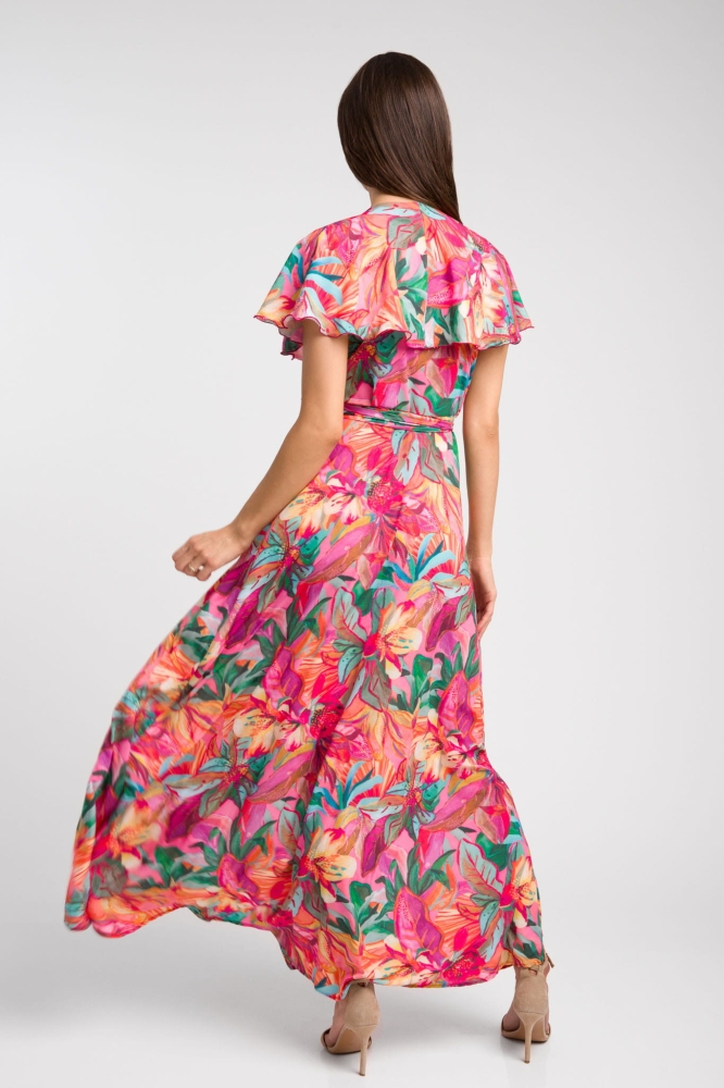 Kopertowa kolorowa sukienka z falbanką Nina by Swing