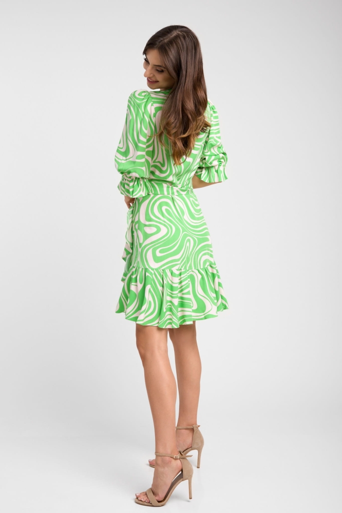 Kopertowa kolorowa sukienka z falbanką Nina by Swing