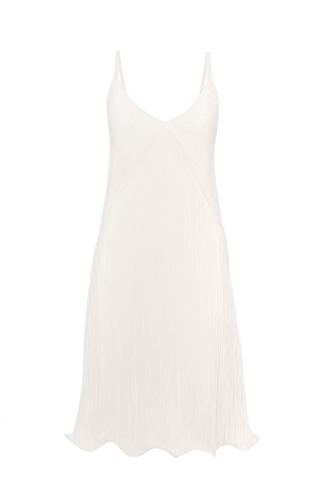 Kremowa plisowana sukienka z odkrytymi plecami Santiago by Swing