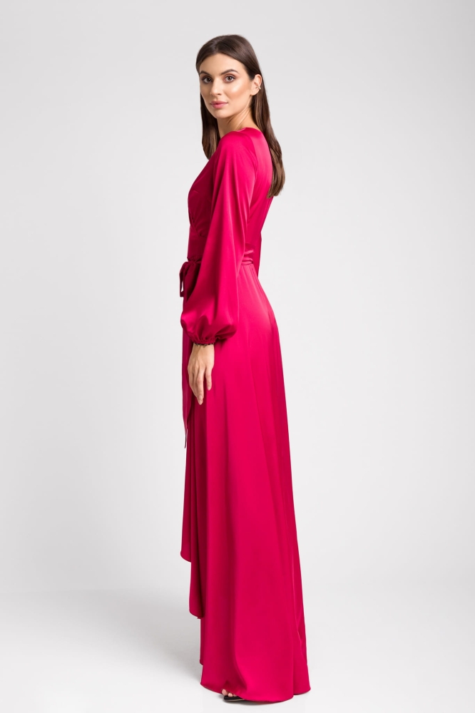 Długa czerwona sukienka o kopertowym kroju Campari by Swing