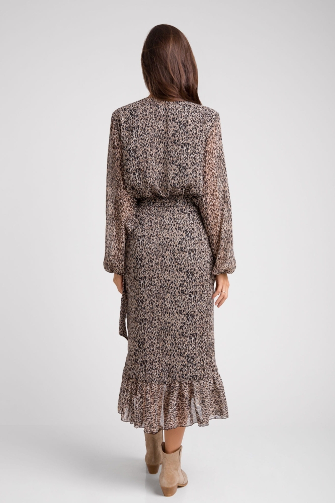 Boho komplet midi w zwierzęcy print spódnica i bluzka Clara by Swing