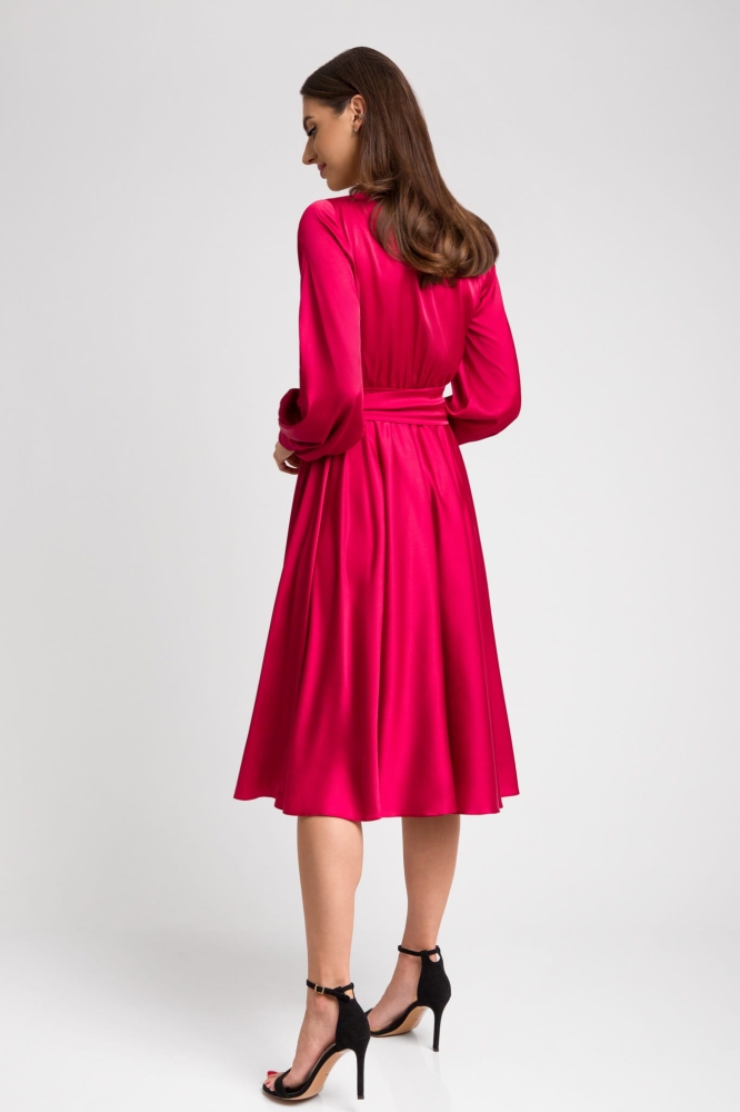 Bordowarozkloszowana sukienka midi Allison by Swing czerwona