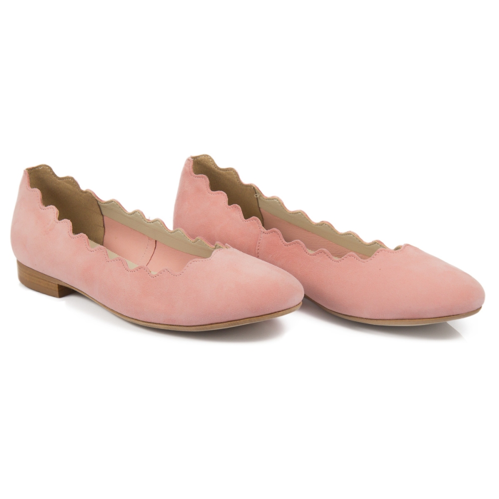 Pudrowo różowe zamszowe baleriny Alexio Giorgio