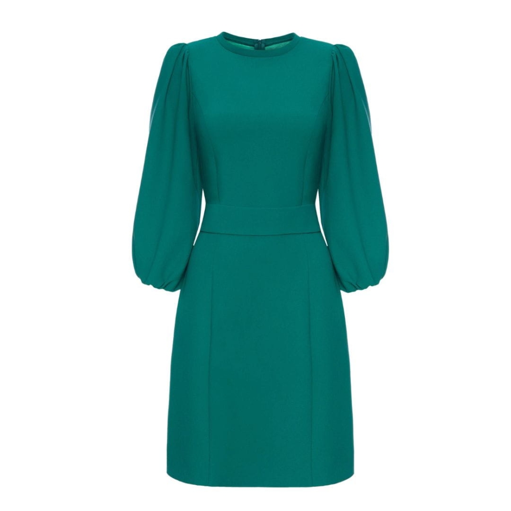 Zielona elegancka sukienka ze stójką Oriana by Swing