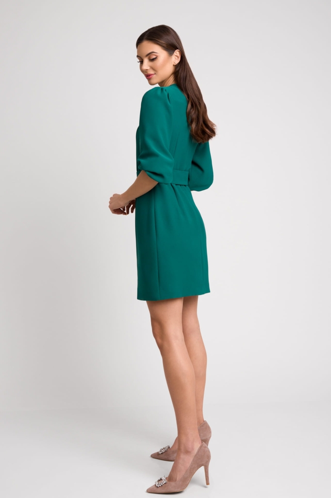 Zielona elegancka sukienka ze stójką Oriana by Swing