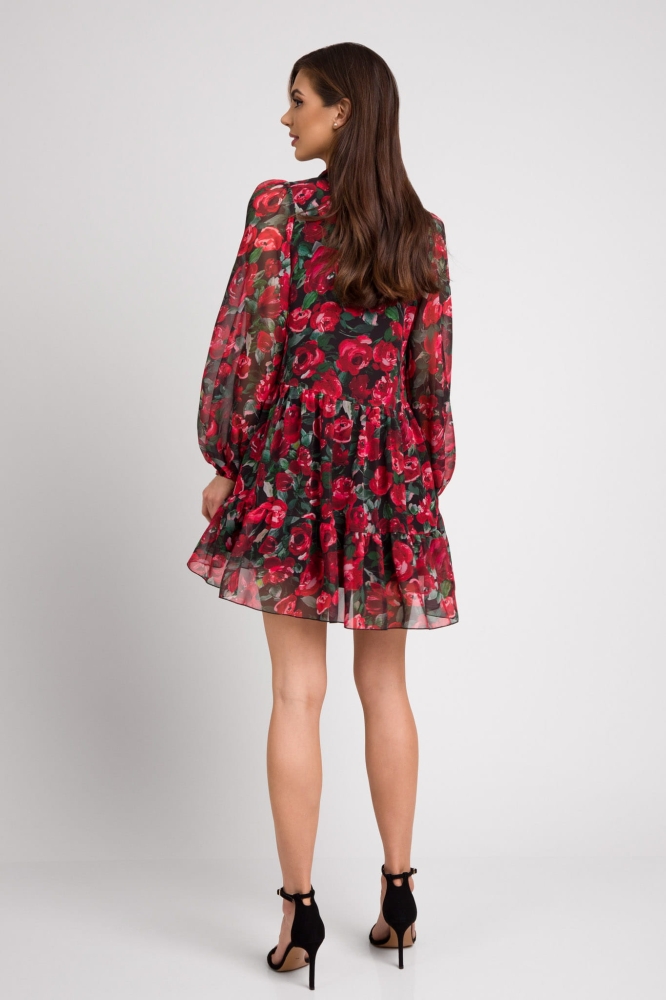 Luźna sukienka boho w czerwone kwiaty Aurelia by Swing