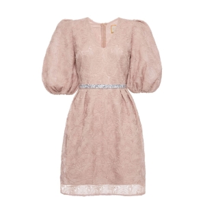 Black slightly flared tulle mini dress embroidered with sequins Vanity by Swing (1) (1)