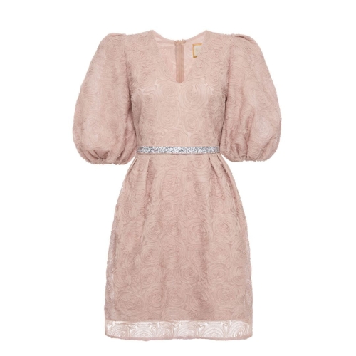 Black slightly flared tulle mini dress embroidered with sequins Vanity by Swing (1) (1)