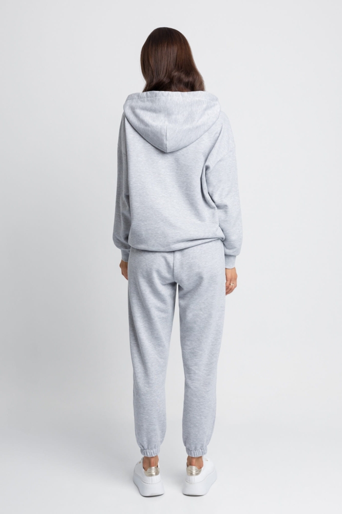 Szary dresowy komplet spodnie + rozpinana bluza z kapturem Logan by Swing