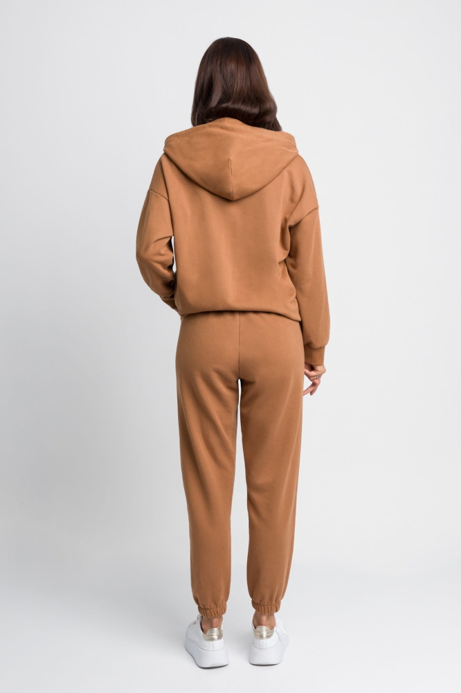 Karmelowy dresowy komplet spodnie + rozpinana bluza z kapturem Logan by Swing
