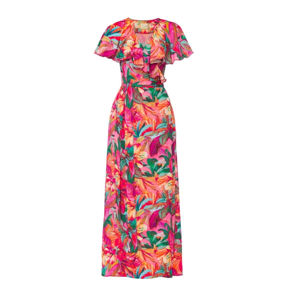 Kopertowa kolorowa sukienka z falbanką Nina by Swing