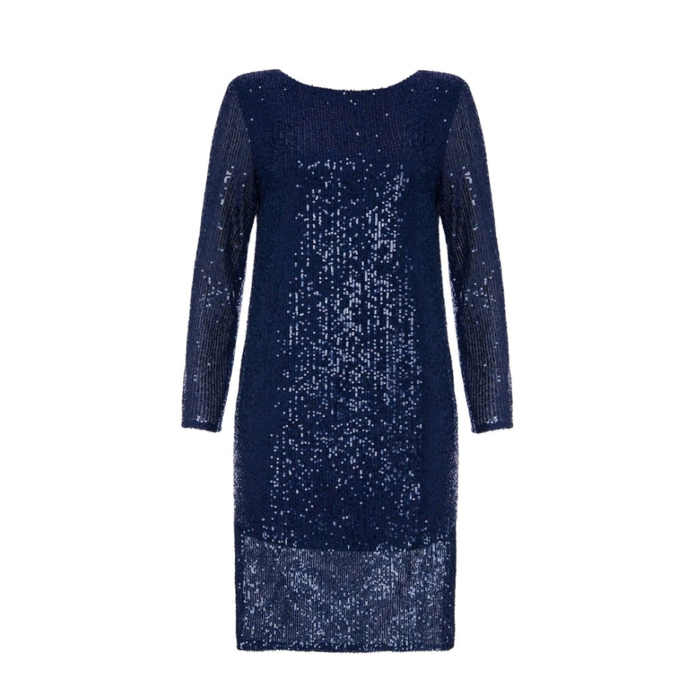 Granatowa cekinowa sukienka z wyciętymi plecami Samantha by Swing