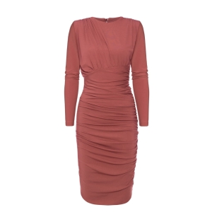 Brązowa drapowana sukienka mini o dopasowanym kroju Harper by Swing