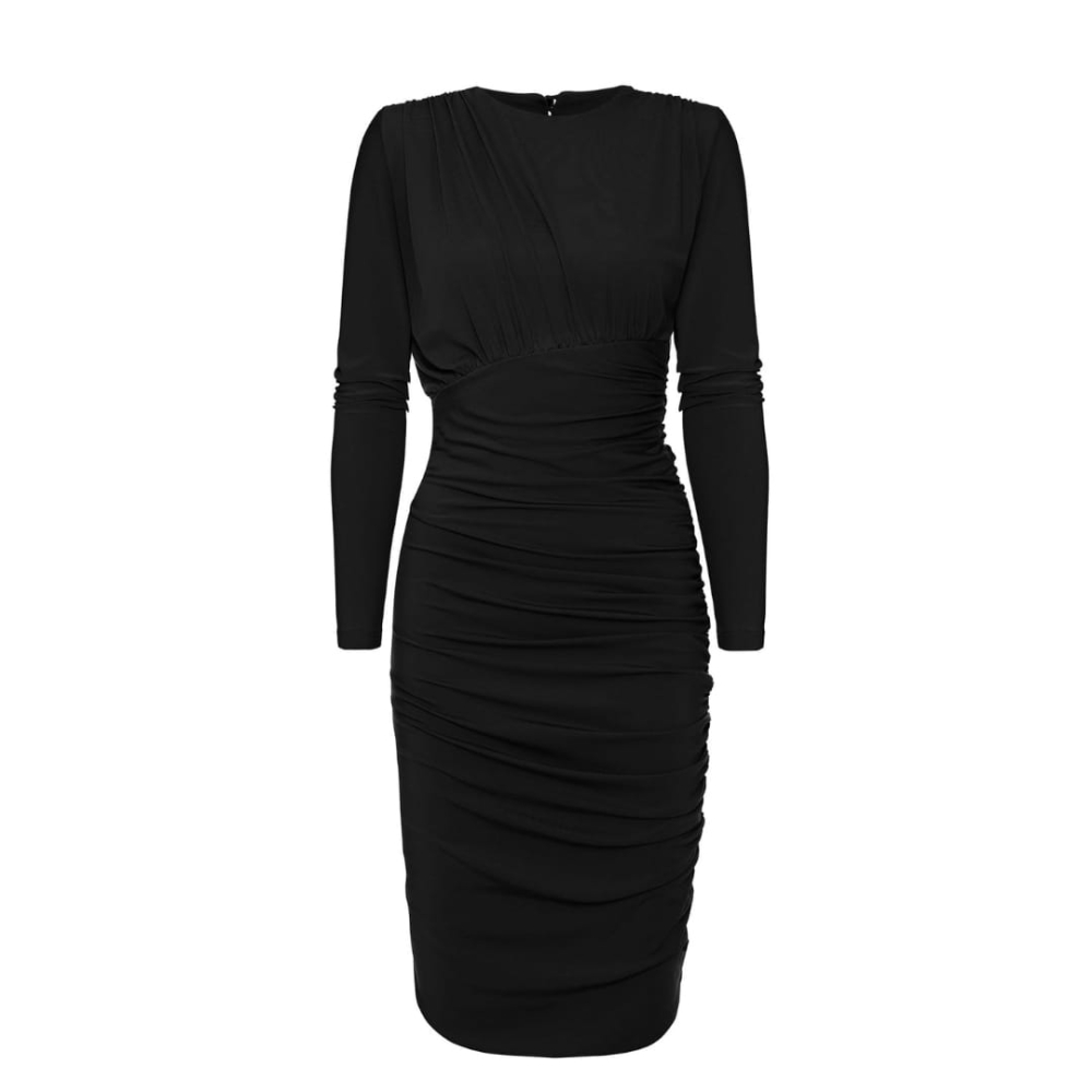 Czarna drapowana sukienka mini o dopasowanym kroju Harper by Swing