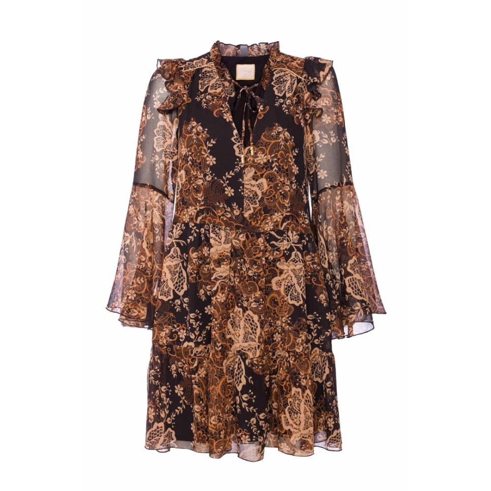 Luźna sukienka w brązowe kwiatki Nomade by Swing