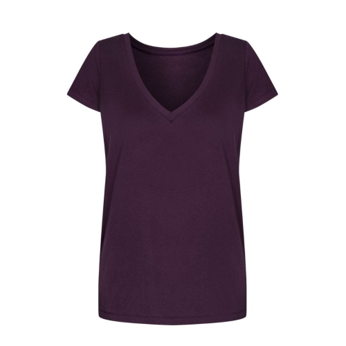 Two-sided knitted modal T-shirt eggplant purple