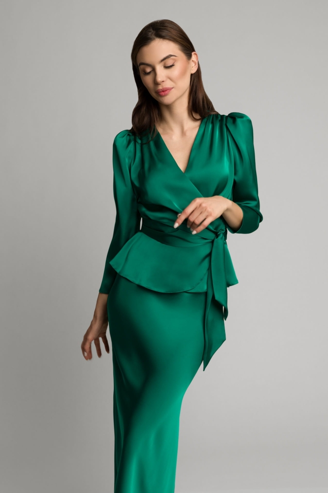 Zielony elegancki komplet spódnica + bluzka Ottie by Swing