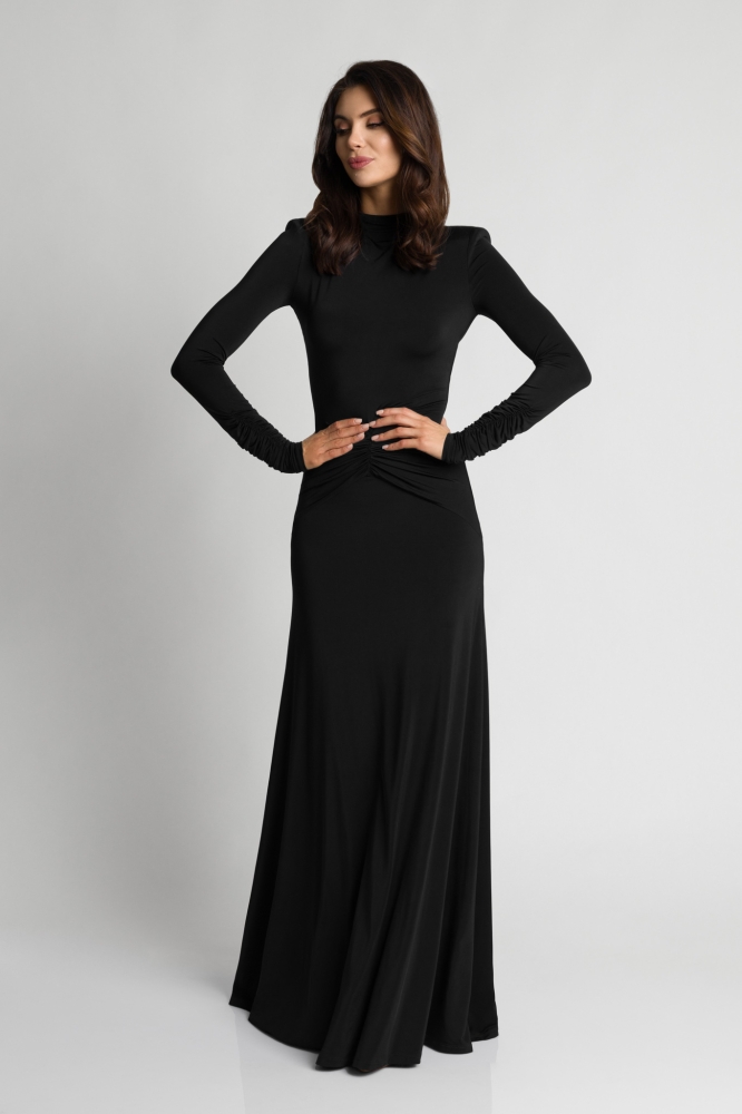 Efektowana dopasowana sukienka z golfem z marszczeniem w talii Anabel by Swing