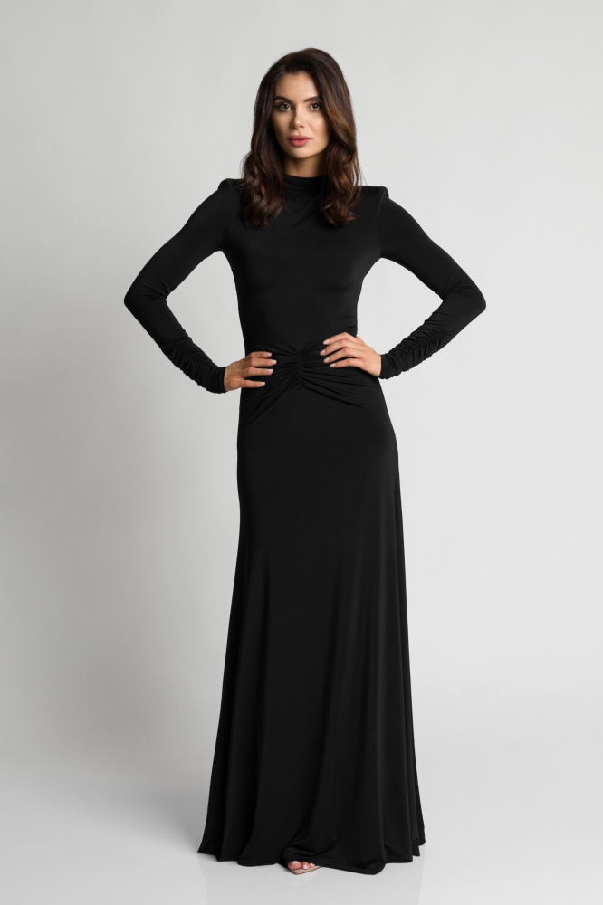 Efektowana dopasowana sukienka z golfem z marszczeniem w talii Anabel by Swing