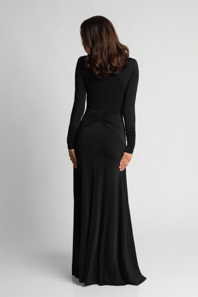 Efektowana dopasowana sukienka z golfem z marszczeniem w talii Anabel by Swing