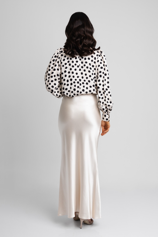 Spódnica maxi w szampańskim kolorze z wiskozy cupro Aline by Swing