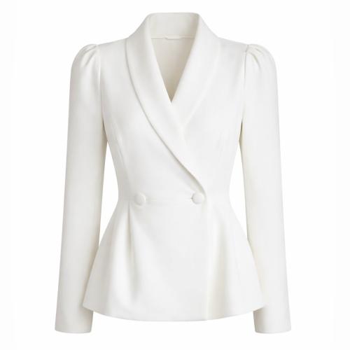 Biała dopasowana marynarka z baskinką Jasmine by Swing 