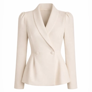 Beżowa dopasowana marynarka z baskinką Jasmine by Swing  