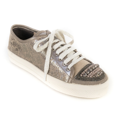 Beige sneakers with stones by Mario Bolucci