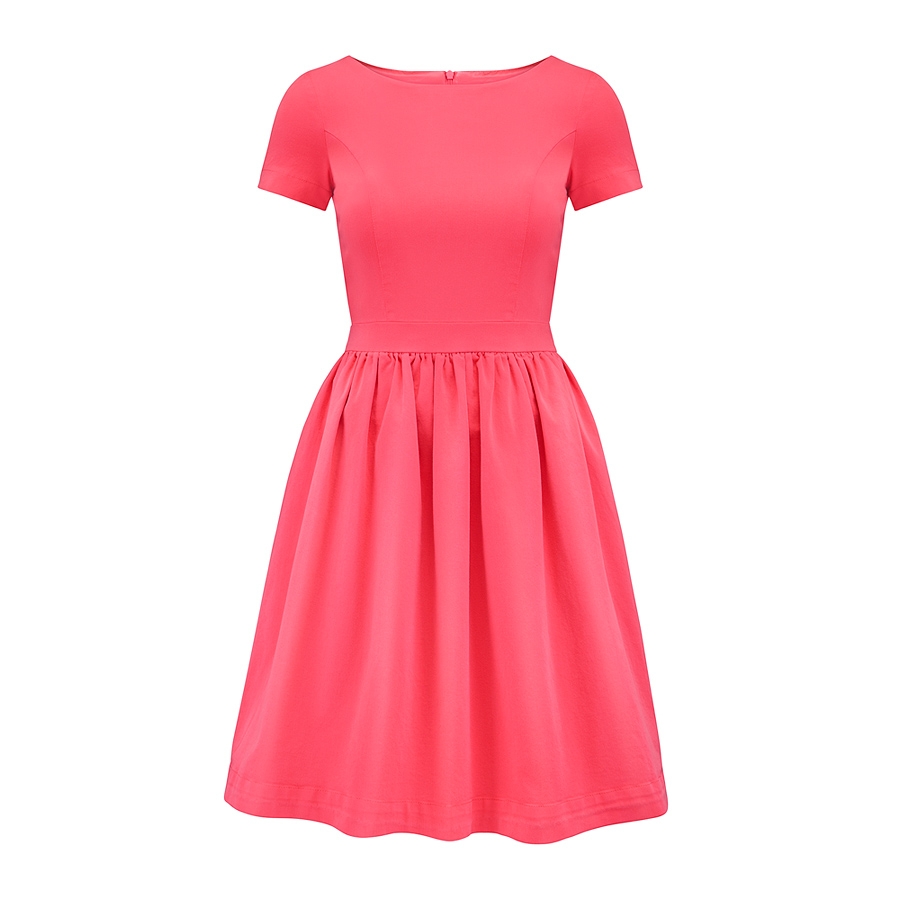 Malinowa rozkloszowana sukienka Baby Blue mini by Swing 