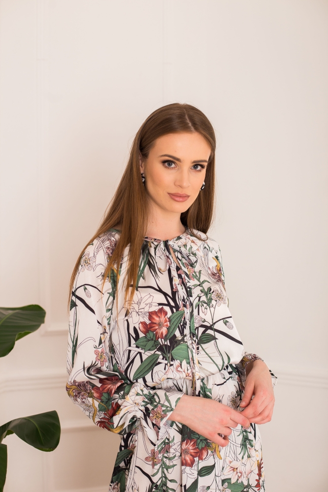 Długa wzorzysta sukienka maxi Romana SWING