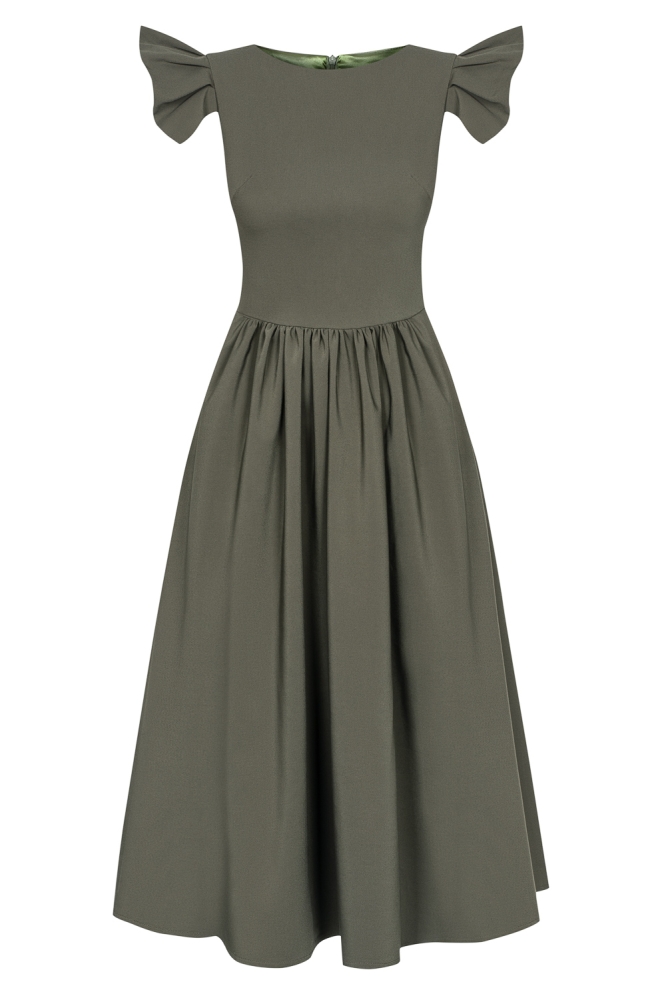 Sukienka midi Butterfly khaki SWING 