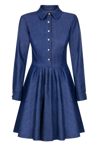 Navy blue fit & flare denim dress Natalie by Swing