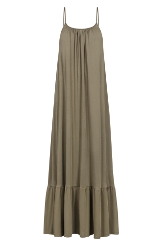 Olive skinny strap maxi dress
