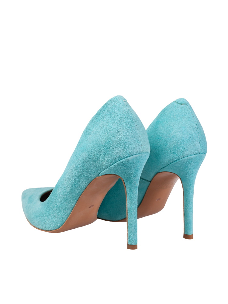 Turkusowe skórzane szpilki Gianmarko