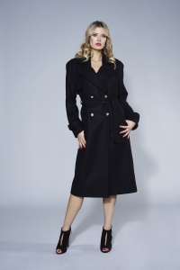 Black wool coat with added cashmere Swing