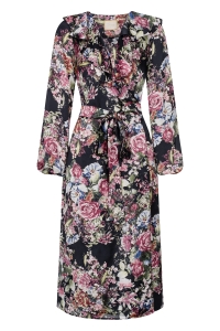 Floral print silk wrap midi dress Venus by Swing