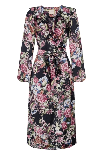 Floral print silk wrap midi dress Venus by Swing