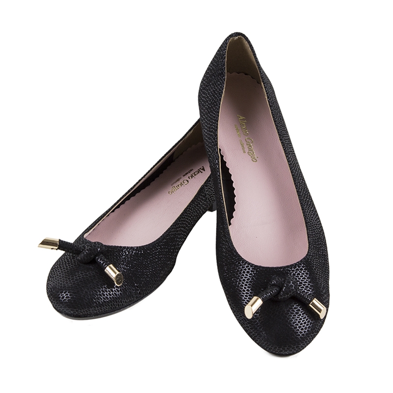 Czarne skórzane baleriny 