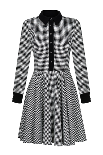  Hound's tooth checked fit & flare dress Natalie by Swing 