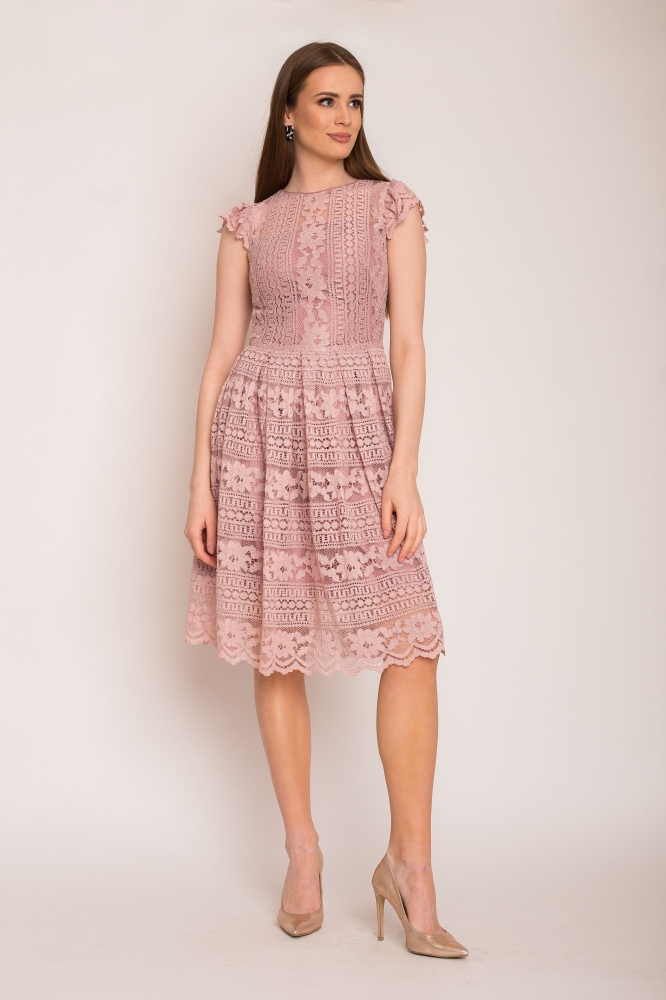 Różowa koronkowa sukienka SOFIA Swing 