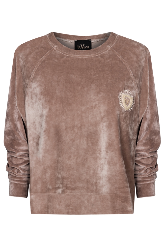 Welurowy komplet dresowy spodnie + bluza szampański beż