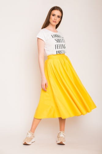Yellow knee-length midi skirt by Swing