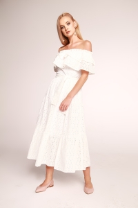 White embroidered Spanish maxi dress Poppi by Swing