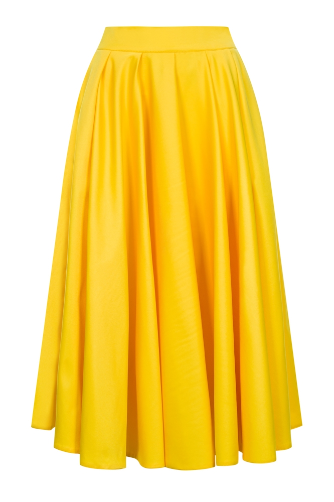 Żółta spódnica midi za kolano Swing