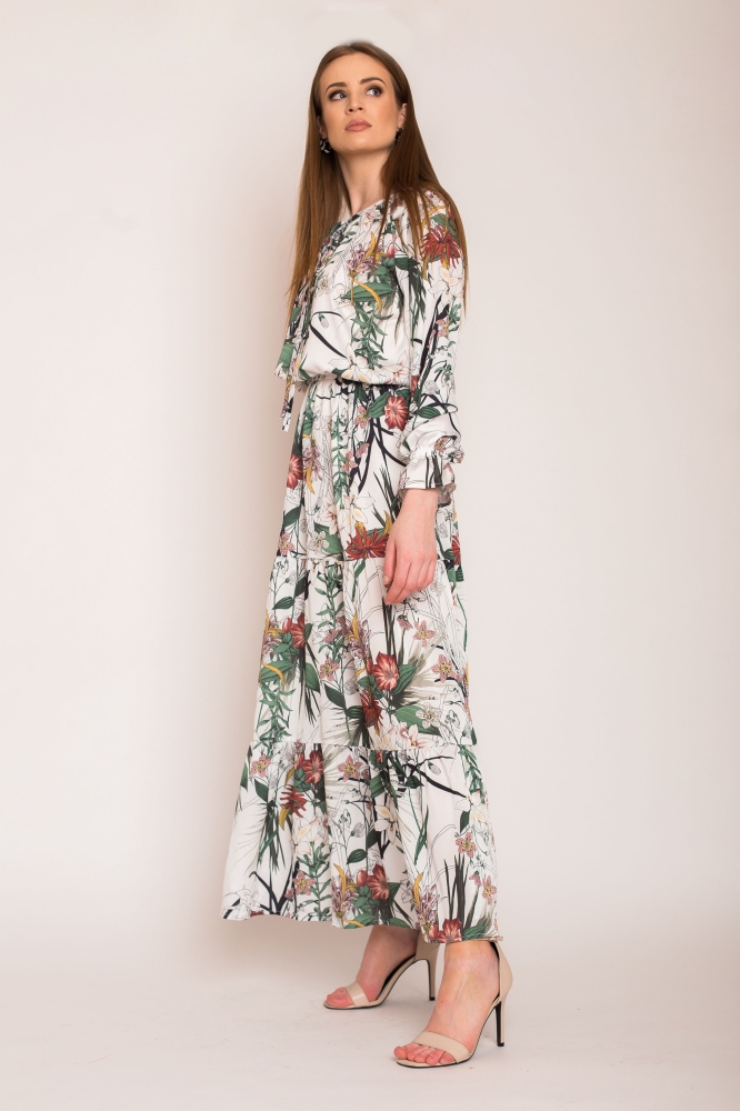 Długa wzorzysta sukienka maxi Romana SWING