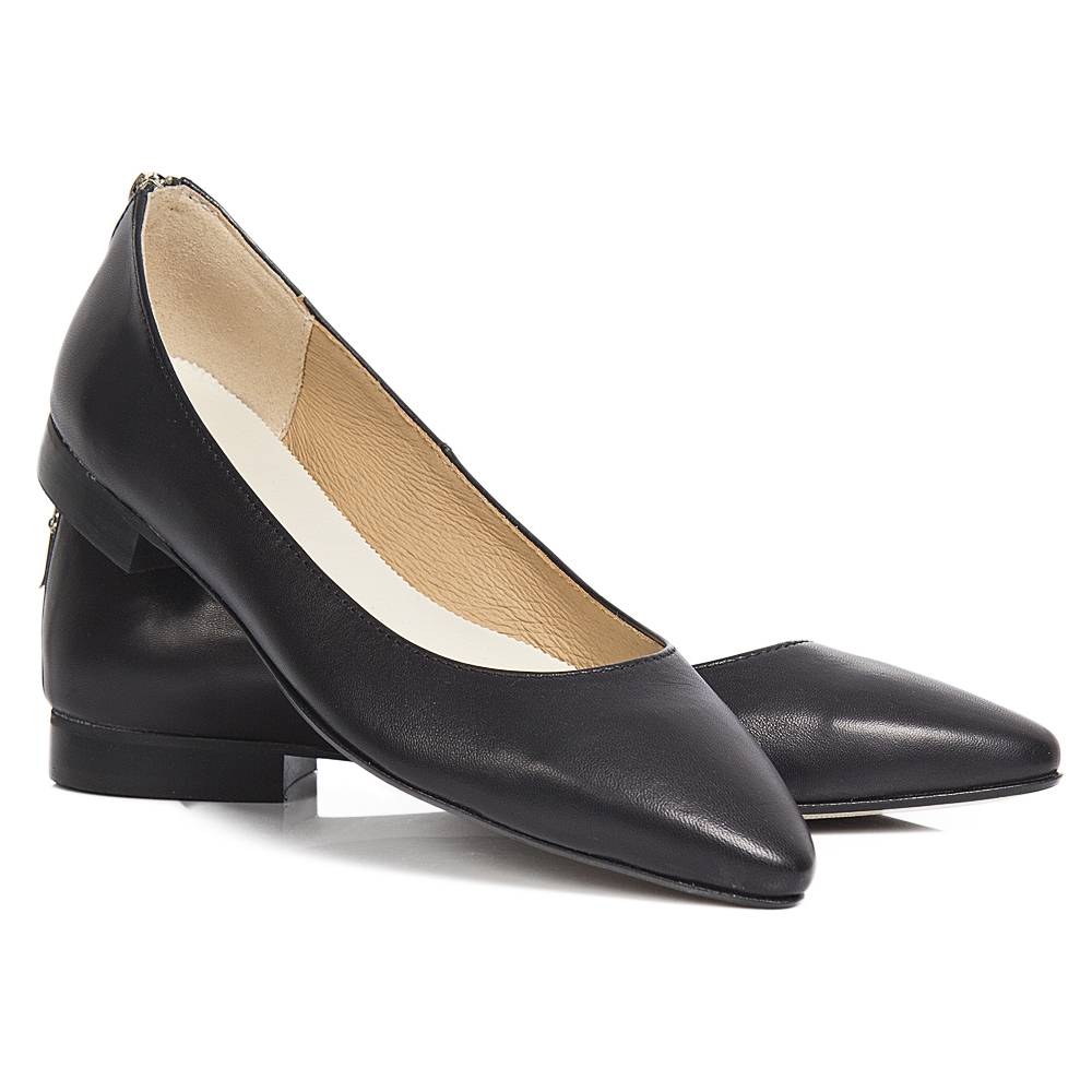 Czarne minimalistyczne balerinki z suwakiem